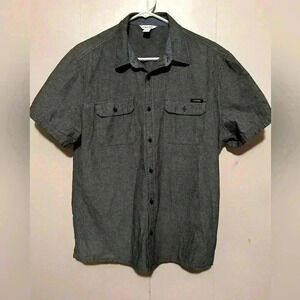 Calvin Klein Jean Mens Short Sleeve Gray Denim Button Down Shirt Sz L